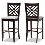 Baxton Studio Jason Modern and Contemporary Grey Fabric Upholstered and Espresso Brown Finished Wood 2-Piece Bar Stool Set